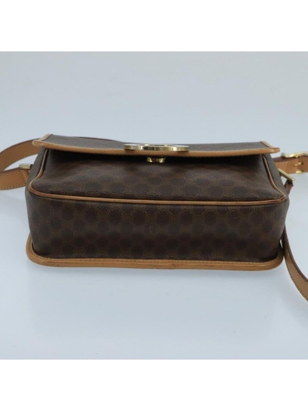 Authentic CELINE Macadam Canvas Circle Shoulder Bag Brown - Picture 12 of 16